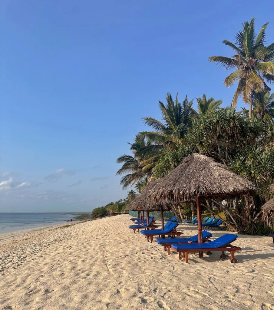 Diani Beach accessible from Diamonds Beach Resort. 