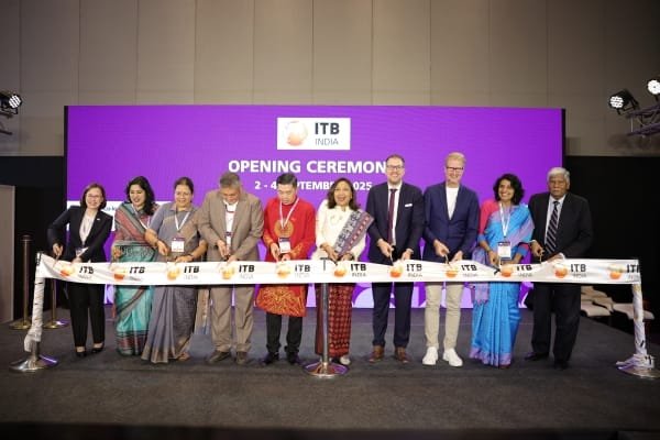 From left to right: Ms. Katrina Leung (Managing Director and Vice President Asia Pacific, Messe Berlin), H.E. Farhana Ahmed Chowdhury (Deputy High Commissioner, The Deputy High Commission for the People's Republic of Bangladesh in Mumbai), Mrs Poonam Sharma (Deputy General manager, Chhattisgarh Tourism Board), Mr. Dylan Redas Noel (Director - Marketing (North Asia & New Markets), Sarawak Tourism Board), Mr. Huu Viet Nguyen (Vice Director, Hanoi Tourism Information and Promotion Centre), Mrs. Ni Made Ayu Marthini (Deputy for Marketing, Ministry of Tourism, Republic of Indonesia), Mr. Igor Palka (Senior Vice President, Messe Berlin), Mr. Yrjötapio Kivisaari (President & CEO, Visit Oulu), Ms. Padma Rani Seela (Chief Marketing & Communication officer, Andhra Pradesh Tourism Authority), Dr. Vijay Kalantri (Chairman, World Trade Center Mumbai). © ITB India 2025
