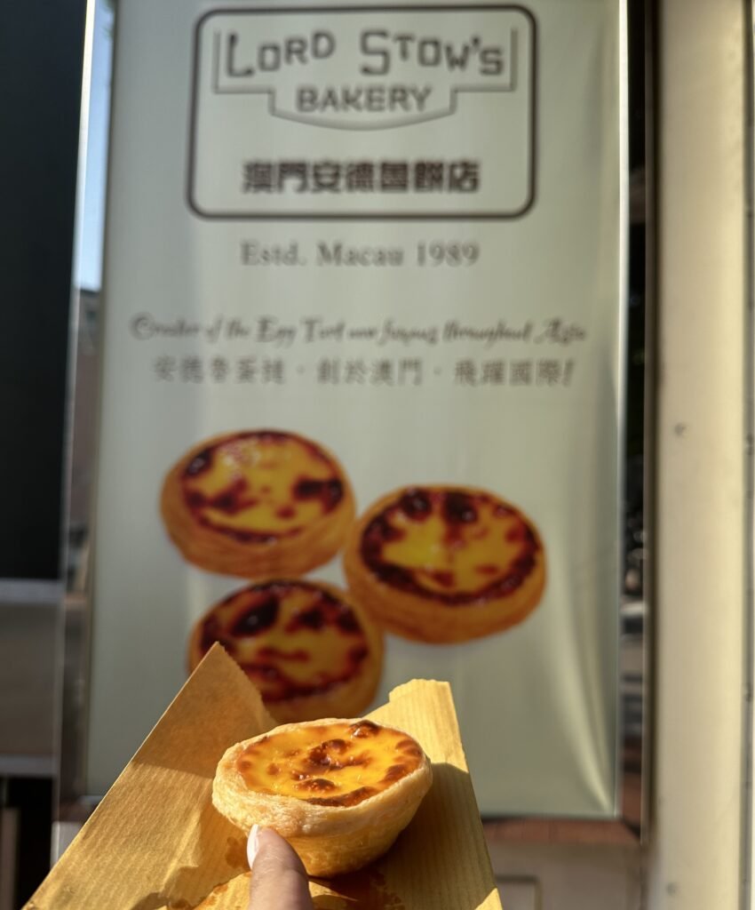 Trying Macao's famous Portuguese egg tarts at Lord Stow’s Bakery. Photo by Pooja Amritkar