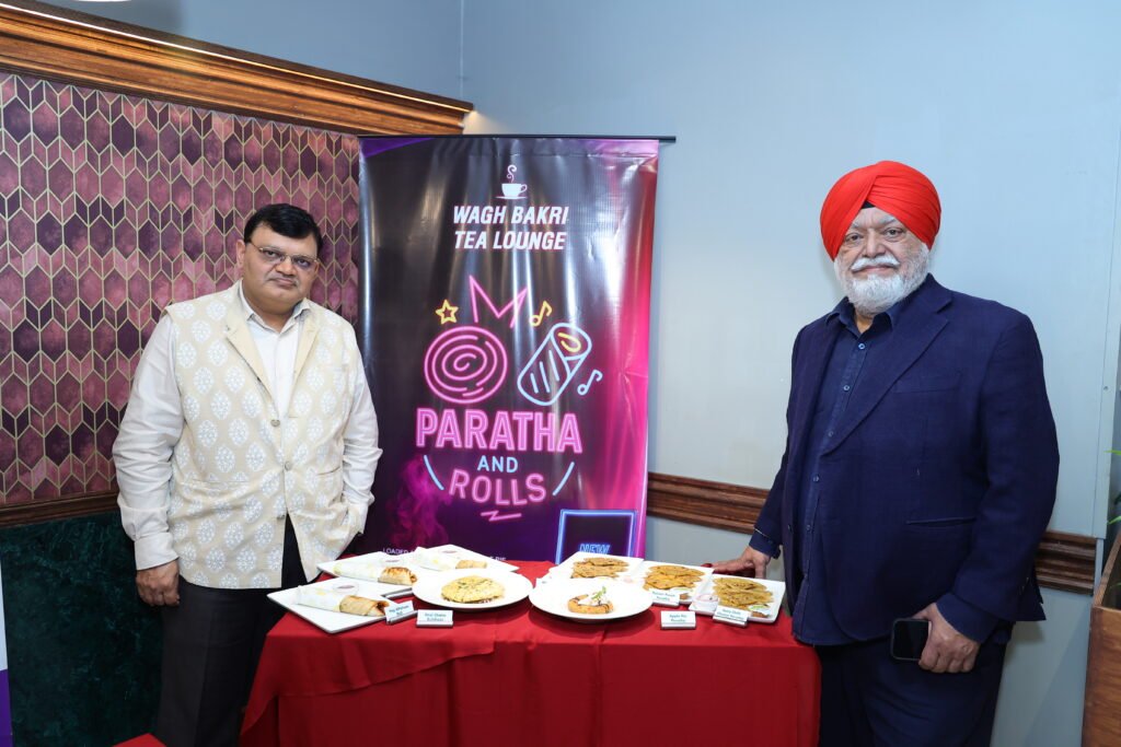 Sanjay Singal - CEO Wagh Bakri and Chef Manjit Singh Gill unveiling the Rock & Roll Menu at Wagh Bakri Tea Lounge.