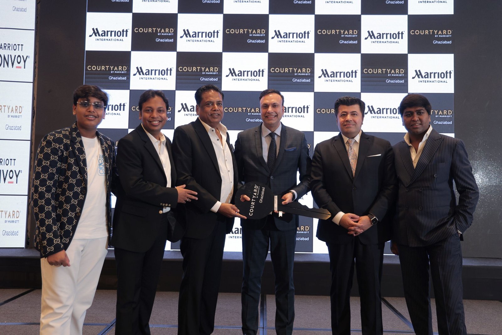 Anil Garg & Vijay Garg, Owners, Karara Group, Praveen Sharma Hotel Manager, Courtyard by Marriott Ghaziabad (third person from the right) & Rahul Puri, Market Vice President - North India, Nepal and Bhutan, Marriott Intern