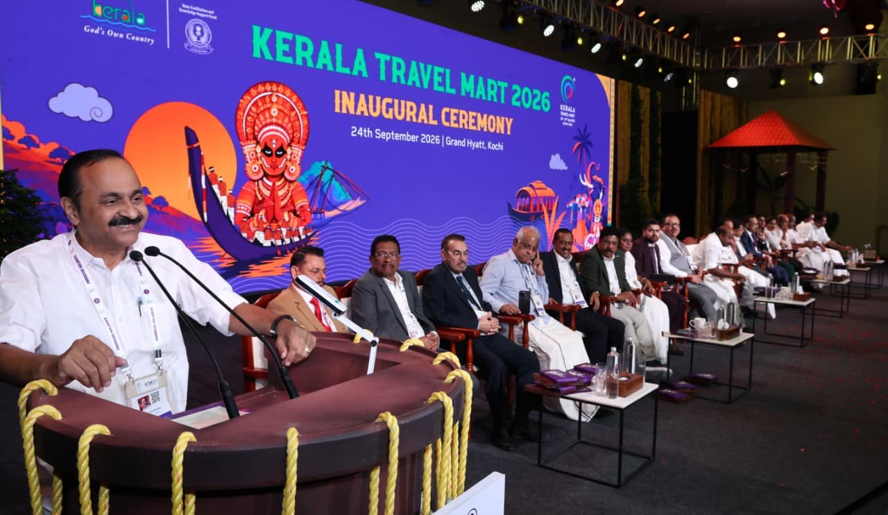 Chief Minister Shri V D Satheesan speaking at the inauguration of the 13th edition of the Kerala Travel Mart (KTM 2026) in Kochi on Thursday.