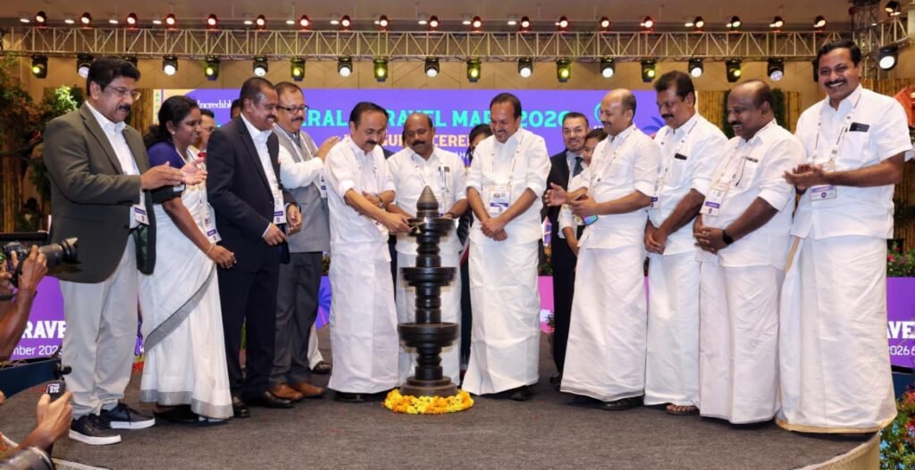 Chief Minister Shri V D Satheesan inaugurating the 13th edition of the Kerala Travel Mart (KTM 2026) in Kochi on Thursday. Also seen are Tourism, Culture and Cinema Minister Shri P.C. Vishnunadh; Cooperation and Excise Minister Shri M. Liju; MLAs Shri Tony Chammany, Shri T.J. Vinod, Shri Mohammed Shiyas and Shri Deepak Joy; Kochi Corporation Mayor Adv. Minimol V.K; KTM Society President Shri Jose Pradeep; former KTM presidents Shri Baby Mathew, Shri Shri E.M. Najeeb and Shri Riaz Ahmed.