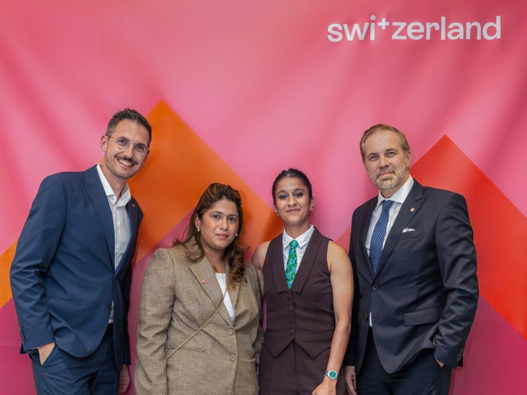 Caption (left to right) Christian Schoch, Director India, Switzerland Tourism; Anaha Thakur, Marketing Manager, Switzerland Tourism; Jemimah Rodrigues, Switzerland’s Friendship Ambassador